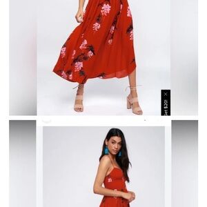 Floral Red Maxi Skirt